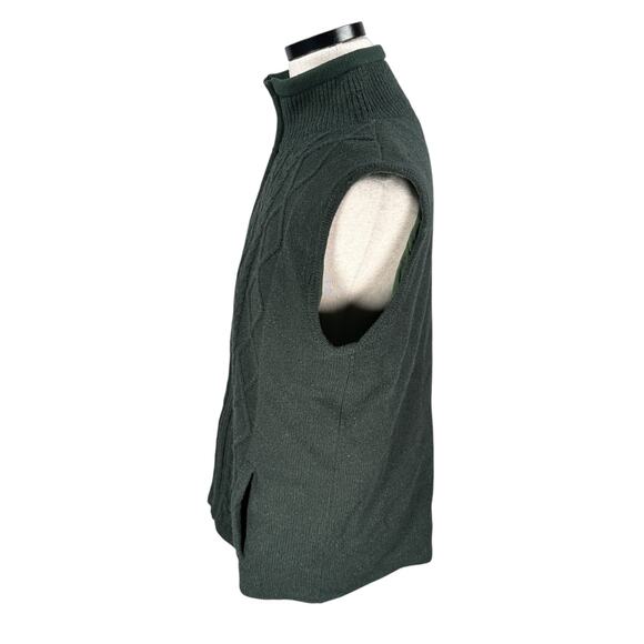 Carraig Donn Sweater Vest Men’s Large Green Cable Knit Sleeveless Full Zip Wool - Picture 5 of 11